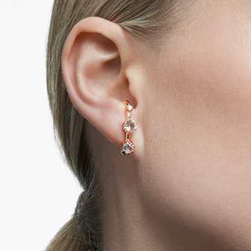 Constella 耳廓耳环, 非对称设计, 圆形切割, 白色, 镀玫瑰金色调 - Swarovski, 5620130