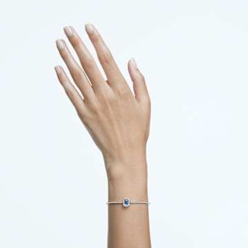 Millenia bangle, Octagon cut, Pavé, Blue, Rhodium plated - Swarovski, 5620556