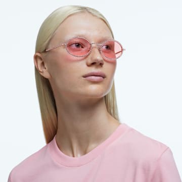 Sunglasses, Oval shape, Pavé, Pink - Swarovski, 5625297