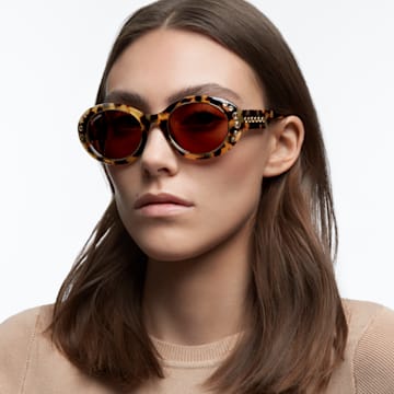 Sunglasses, Oversized, Pavé, SK0346 52E, Brown - Swarovski, 5625304