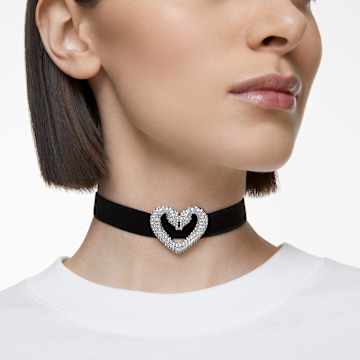 Una 束颈项链, 心形, 白色, 镀铑 - Swarovski, 5626179