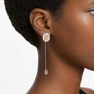 Signum drop earrings, Swan, White, Rose gold-tone plated - Swarovski, 5628569