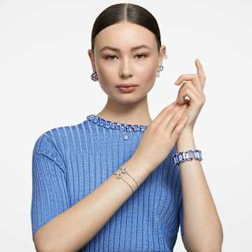 Curiosa 耳钉耳环, 单只、三角形切割, 蓝色, 镀金色调 - Swarovski, 5630312