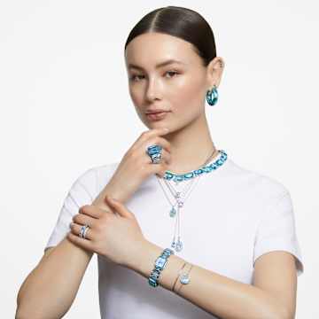 Millenia necklace, Octagon cut, Blue, Rhodium plated - Swarovski, 5630369