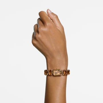 Watch, Octagon cut bracelet, Brown, Champagne gold-tone finish - Swarovski, 5630831