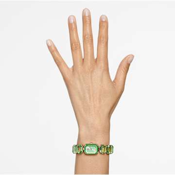 Watch, Octagon cut bracelet, Green, Champagne gold-tone finish - Swarovski, 5630834