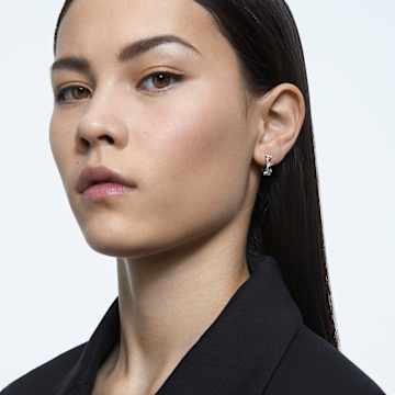 Ortyx 大圈耳环, 三角形切割, 小码, 白色, 镀铑 - Swarovski, 5632467