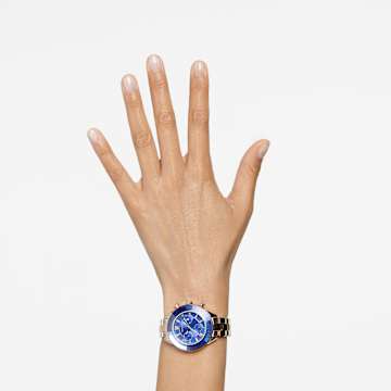 Octea Lux Sport 腕表, 瑞士制造, 金属手链, 蓝色, 香槟金色调润饰 - Swarovski, 5632481