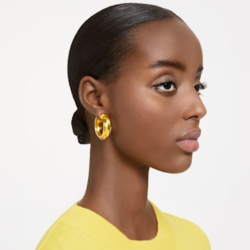 Lucent hoop earrings, Statement, Round shape, Yellow - Swarovski, 5633435
