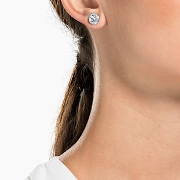 Angelic stud earrings, Round cut, White, Rhodium plated - Swarovski, 5633832