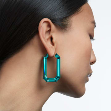 Lucent hoop earrings, Statement, Green - Swarovski, 5633953