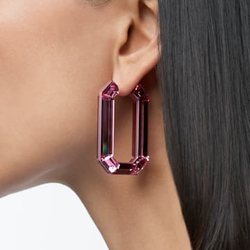 Lucent hoop earrings, Statement, Pink - Swarovski, 5633955