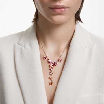 Lilia Y necklace, Butterfly, Pink, Rose gold-tone plated - Swarovski, 5636420