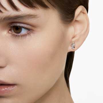 Lilia stud earrings, Butterfly, White, Rhodium plated - Swarovski, 5636424