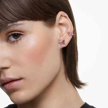 Lilia stud earrings, Set (3), Butterfly, Pink, Rose gold-tone plated - Swarovski, 5636428