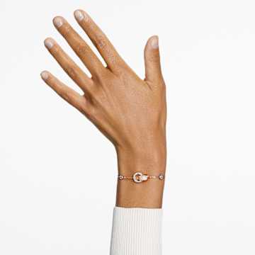 Hollow bracelet, Interlocking loop, White, Rose gold-tone plated - Swarovski, 5636498