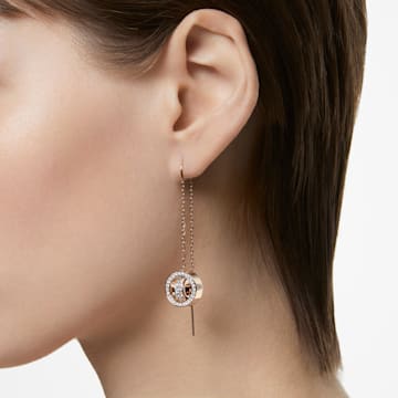 Hollow drop earrings, Long, White, Rose gold-tone plated - Swarovski, 5636504
