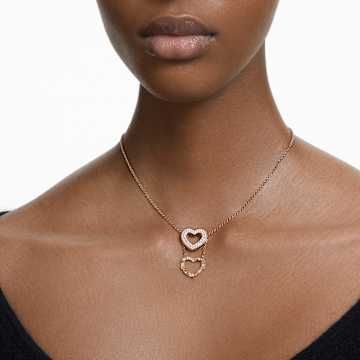 Admiration pendant, Heart, White, Rose gold-tone plated - Swarovski, 5636506