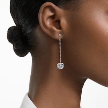 Generation drop earrings, Long, White, Rhodium plated - Swarovski, 5636515