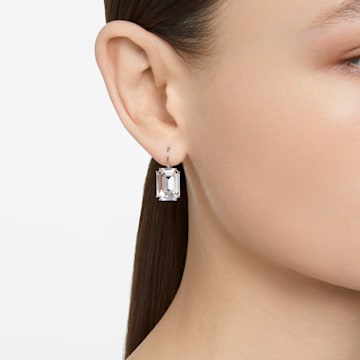 Millenia 水滴形耳环, 八角形切割, 白色, 镀铑 - Swarovski, 5636569