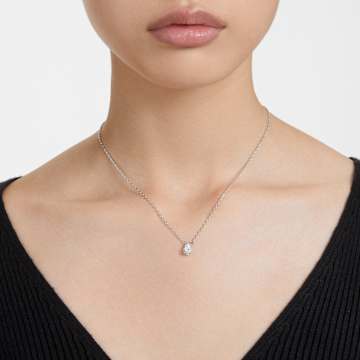 Millenia pendant, Pear cut, White, Rhodium plated - Swarovski, 5636708