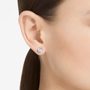Constella 耳钉, 圆形切割, 白色, 镀铑 - Swarovski, 5636712