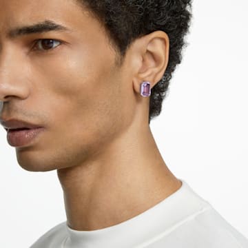Millenia stud earrings, Octagon cut, Purple, Rhodium plated - Swarovski, 5638493