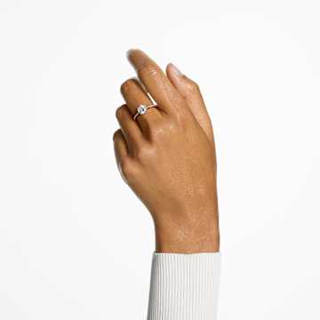 Constella cocktail ring, Princess cut, Pavé, White, Rose gold-tone plated - Swarovski, 5638548