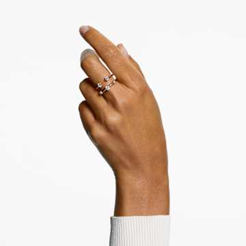 Constella ring, Set (2), Round cut, White, Gold-tone plated - Swarovski, 5640964
