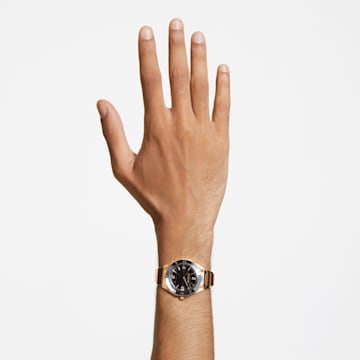 37mm 腕表, 瑞士制造, 金属手链, 黑色, 玫瑰金色调润饰 - Swarovski, 5641294