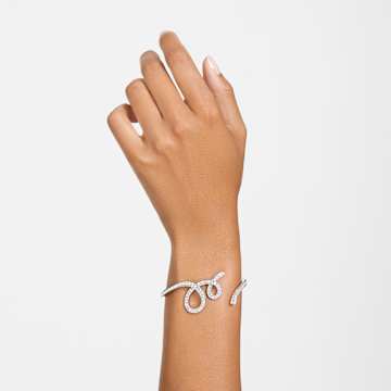 Fluenta bangle, Reignited crystals, White, Rhodium plated - Swarovski, 5641371