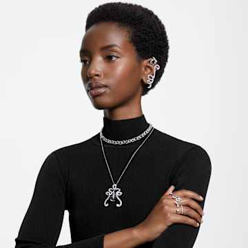 Fluenta drop earrings, Reignited crystals, White, Rhodium plated - Swarovski, 5641382