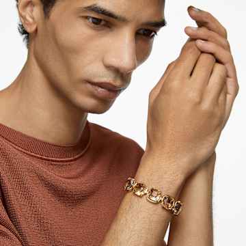Harmonia bracelet, Cushion cut, Gold tone, Gold-tone plated - Swarovski, 5642337