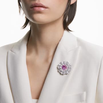 Eternal Flower pendant and brooch, Flower, Pink, Mixed metal finish - Swarovski, 5642858