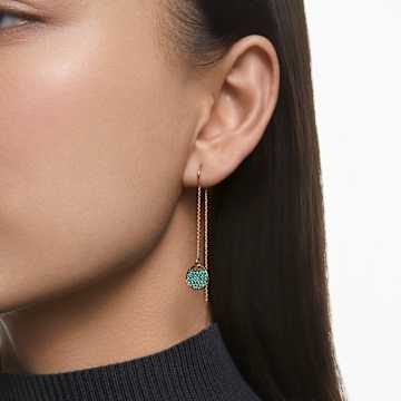 Ginger 水滴形耳环, 短, 绿色, 镀金色调 - Swarovski, 5642944