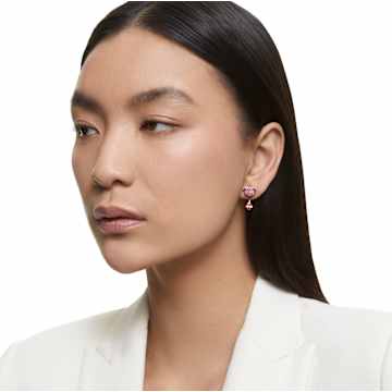 Teddy earring jackets, Bear, Pink, Rose gold-tone plated - Swarovski, 5642982