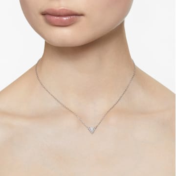 Ortyx necklace, Triangle cut, White, Rhodium plated - Swarovski, 5642983