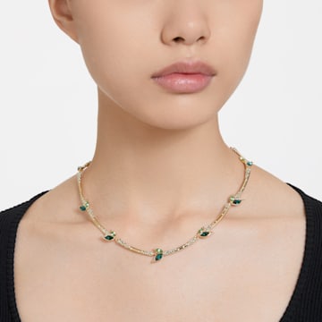 Dellium necklace, Bamboo, Green, Gold-tone plated - Swarovski, 5645367