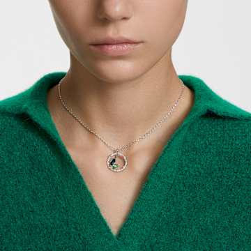 Dellium necklace, Round shape, Bamboo, Green, Rhodium plated - Swarovski, 5645370