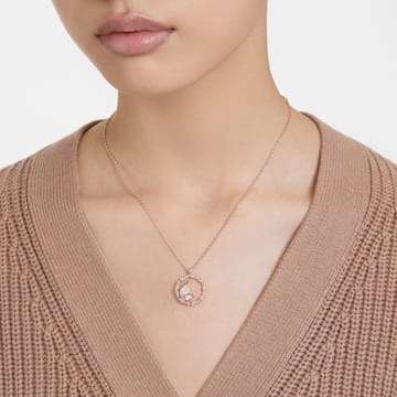 Dellium necklace, Round shape, Bamboo, White, Rose gold-tone plated - Swarovski, 5645371