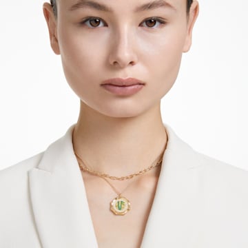 Dellium necklace, Bamboo, Green, Gold-tone plated - Swarovski, 5645388