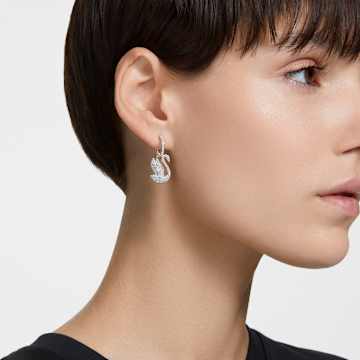 Swarovski Iconic Swan 水滴形耳环, 天鹅, 白色, 镀铑 - Swarovski, 5647545