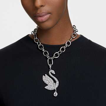 Swarovski Iconic Swan 束颈项链, 天鹅, 白色, 镀铑 - Swarovski, 5647554