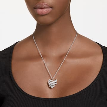 Volta pendant, Heart, Small, White, Rhodium plated - Swarovski, 5647584