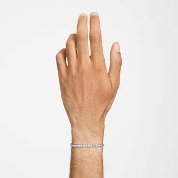 Matrix Tennis bracelet, Round cut, Small, White, Rhodium plated - Swarovski, 5648936