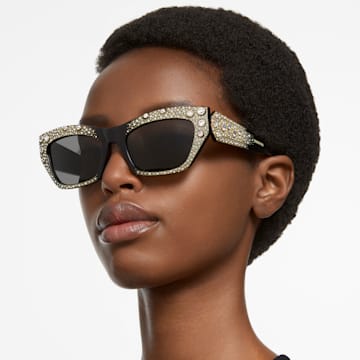 Sunglasses, Cat-eye shape, SK0380 01A, Black - Swarovski, 5649032