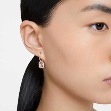 Millenia drop earrings, Octagon cut, Pink, Rose gold-tone plated - Swarovski, 5649474