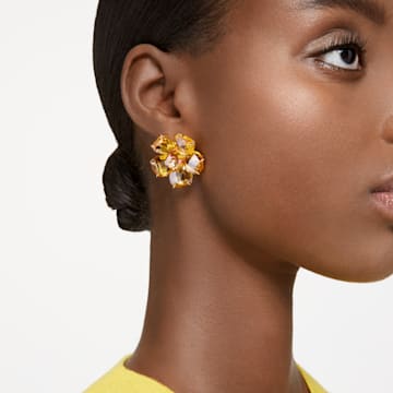 Florere stud earrings, Flower, Yellow, Gold-tone plated - Swarovski, 5650571