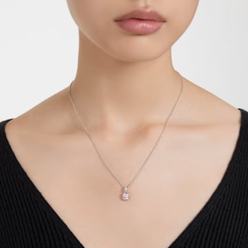 Birthstone pendant, Square cut, June, Pink, Rhodium plated - Swarovski, 5652044