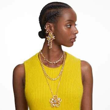 Gema necklace, Mixed cuts, Yellow, Gold-tone plated - Swarovski, 5652800